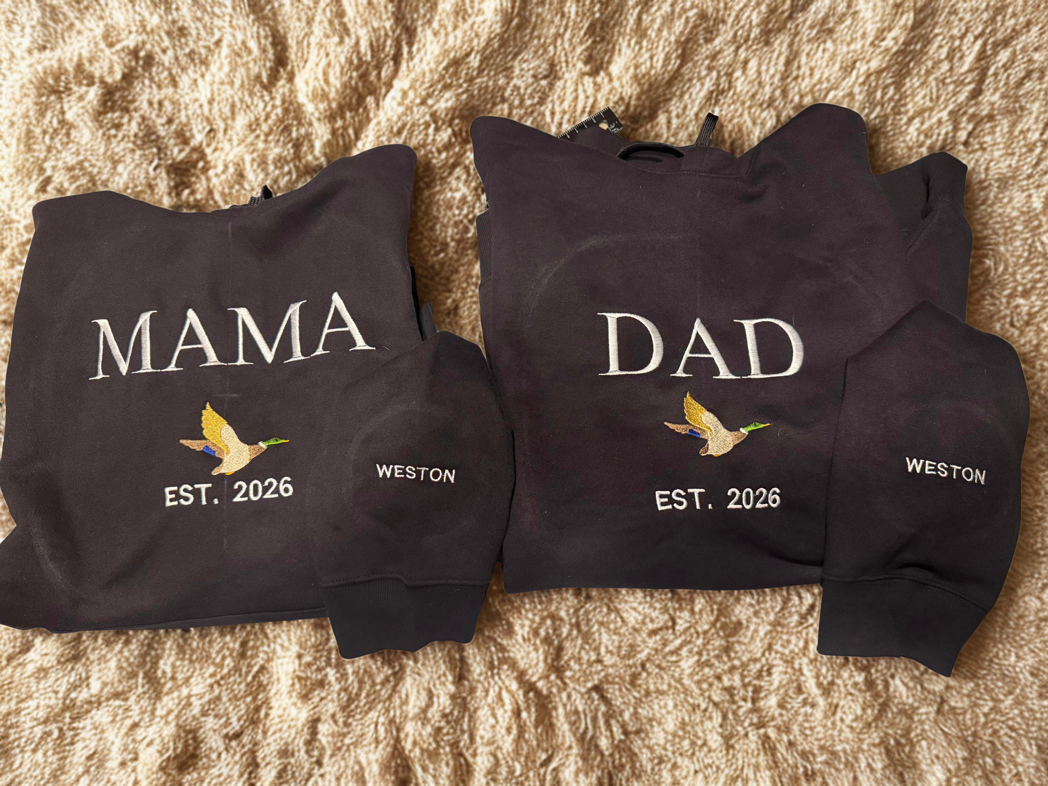Mama & Dad Embroidered Sweatshirt with Personalized Baby Name